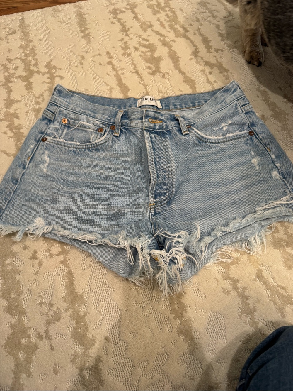 AGOLDE Parker Light Blue Distressed Denim Cutoff Shorts